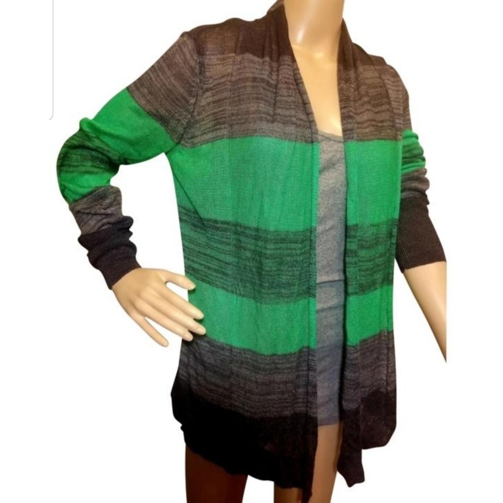 Vera Wang Open Cardigan Green  Grey Sz M